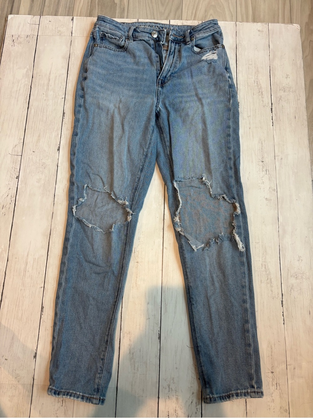 American Eagle Outfitters Distressed Light Blue Boyfriend Jeans